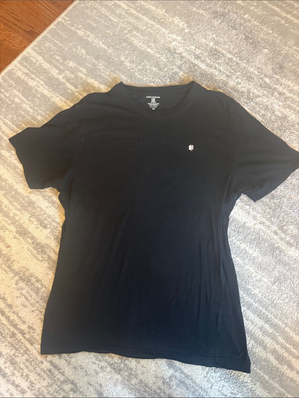Men’s Lightweight Black Crewneck Lucky T-Shirt with Small Logo